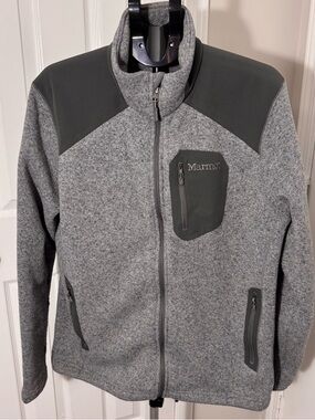 Marmot Mens XL Tall Gray Full Zip Fleece Jacket Softshell Outdoor Hiking